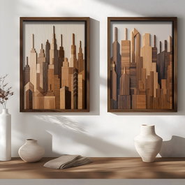Wallity NAL205-70 Pinturas Decorativas en MDF con Marco Multicolor (2 Piezas)